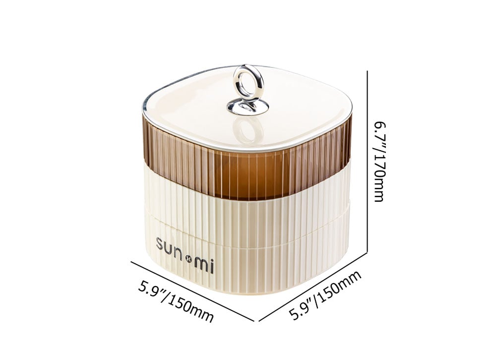 HMR - 3 Tiered Beige Divided Serving Tray with Lid Plastic Decor Food Storage Containers