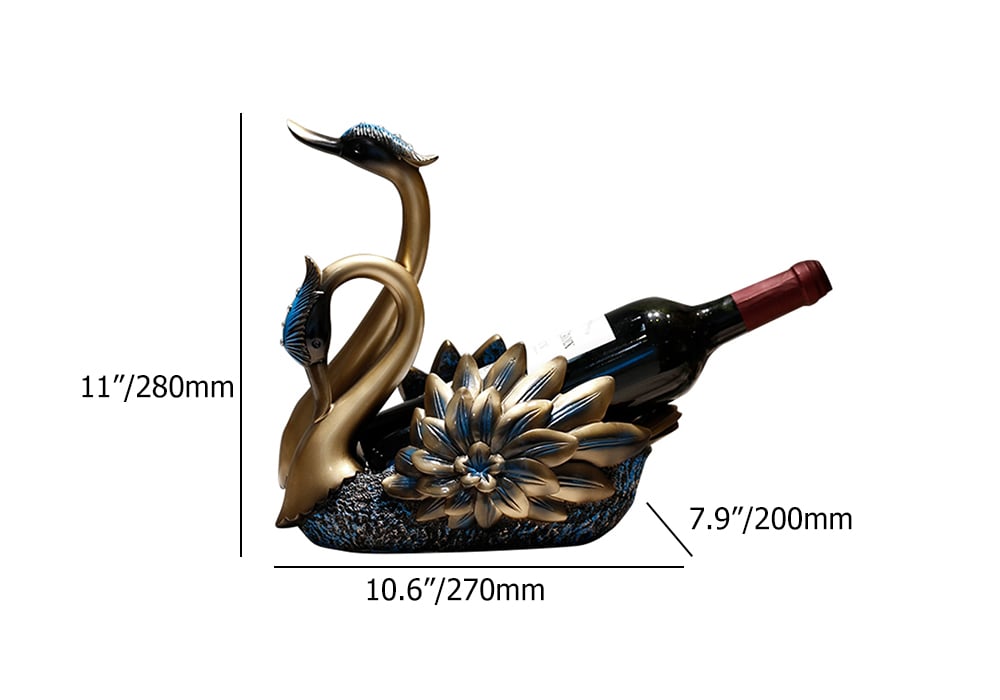 HMR - Resin Swan Statue Wine Bottle Holder Table Top Wine Bottle Rack Countertop Wine Rack