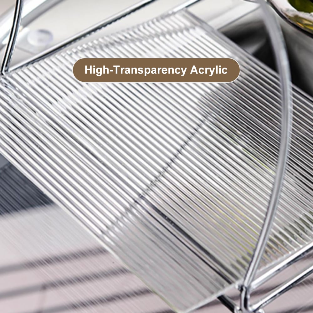 HMR - 3 Tiered White & Silver Fruit Basket Decor Ceramic Snack Tray with Acrylic Storage