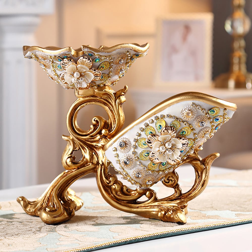 HMR - European Style Vintage Tabletop Wine Bottle Rack with Glass Holder in Gold
