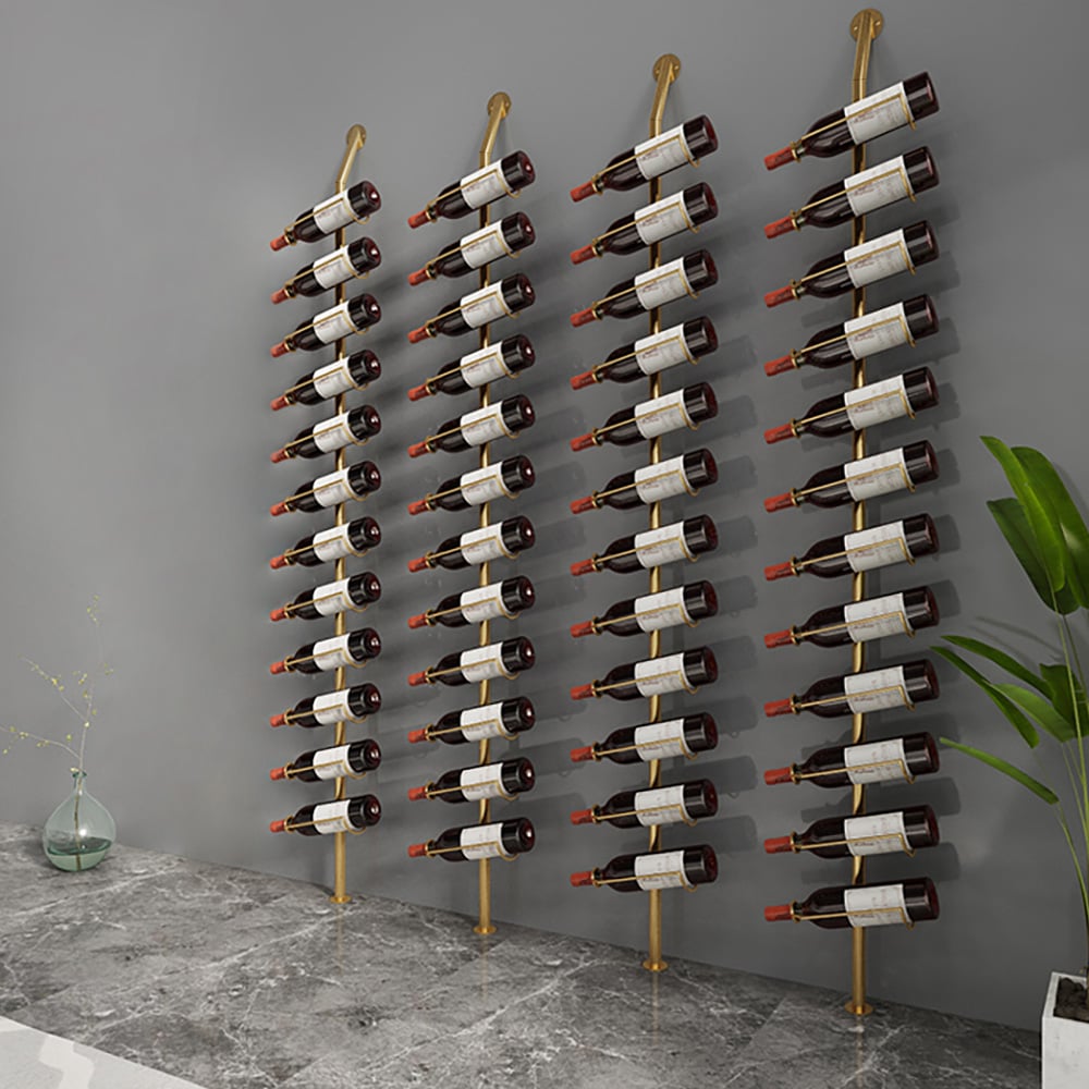 HMR - Industrial Gold Floor Wine Rack Metal 4 Piece 48-Bottle Vertical Tall Wine Rack
