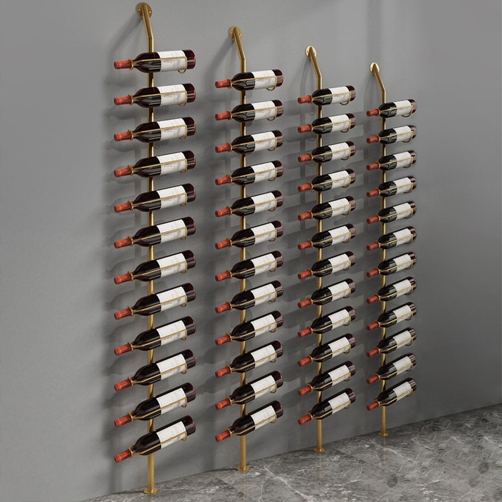 HMR - Industrial Gold Floor Wine Rack Metal 4 Piece 48-Bottle Vertical Tall Wine Rack