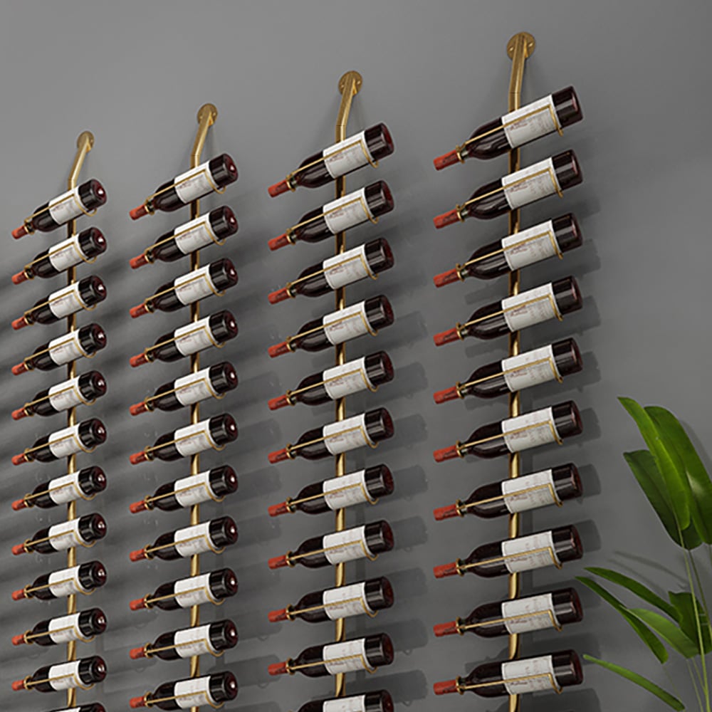 HMR - Industrial Gold Floor Wine Rack Metal 4 Piece 48-Bottle Vertical Tall Wine Rack