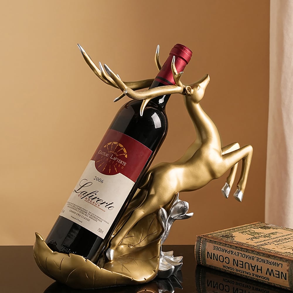 HMR - Golden Deer Wine Bottle Holder Resin Wine Rack Modern Cabinet Decoration