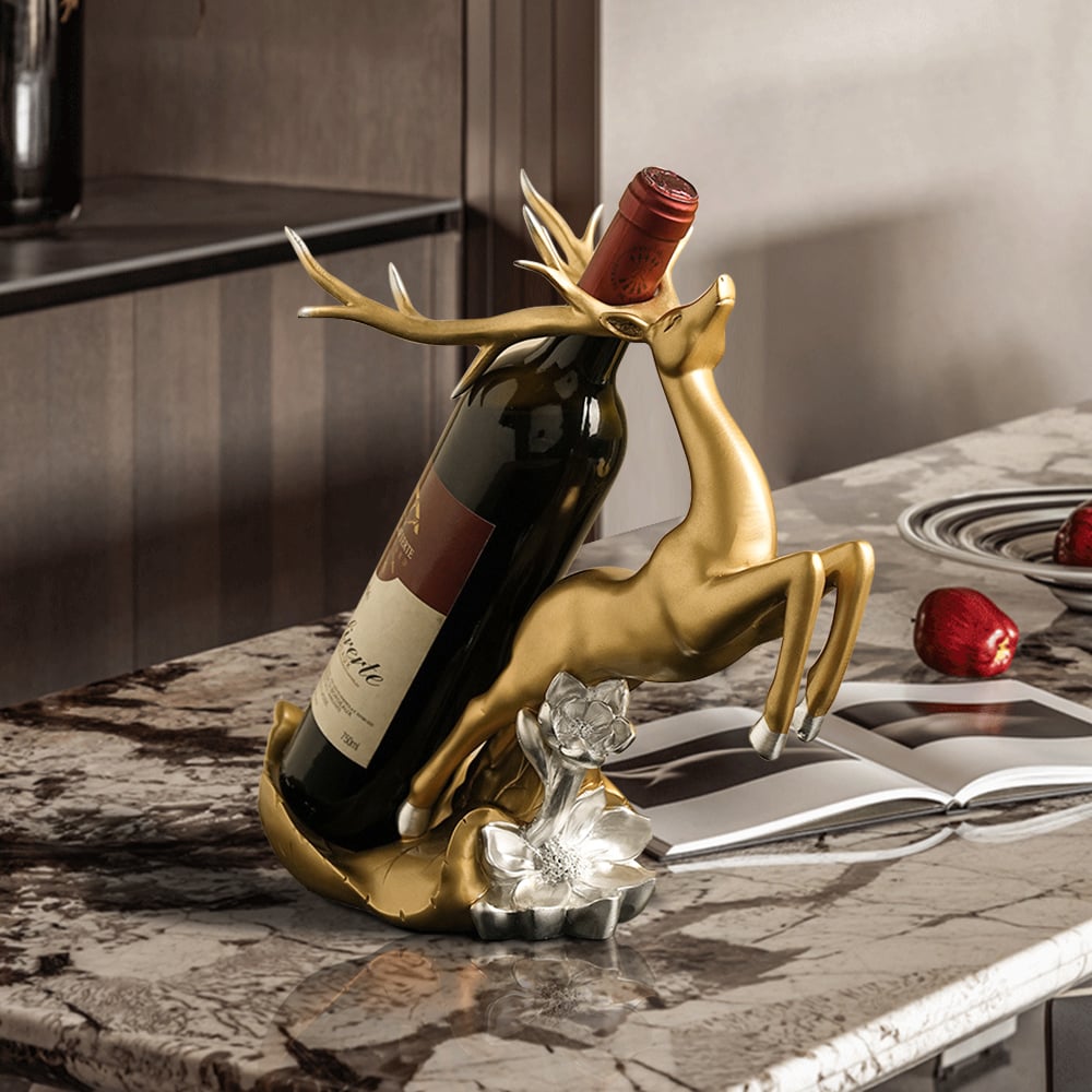 HMR - Golden Deer Wine Bottle Holder Resin Wine Rack Modern Cabinet Decoration