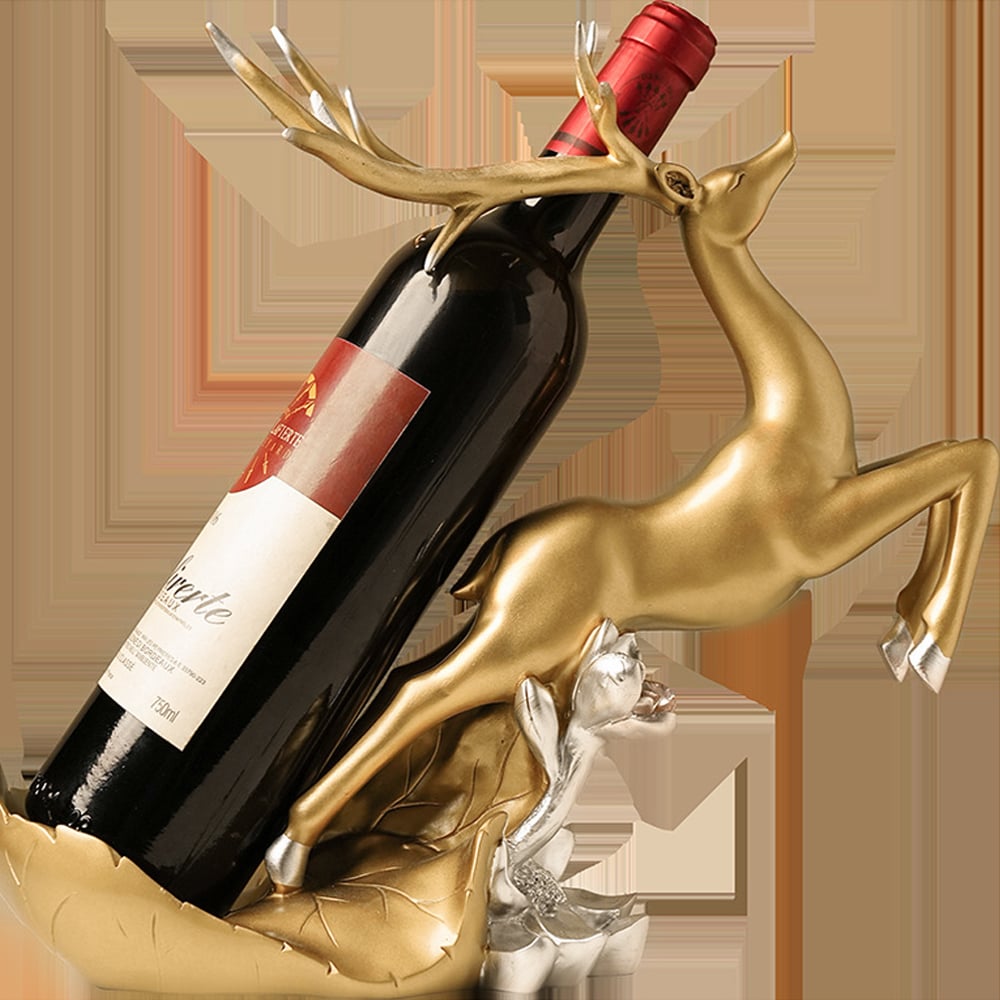 HMR - Golden Deer Wine Bottle Holder Resin Wine Rack Modern Cabinet Decoration