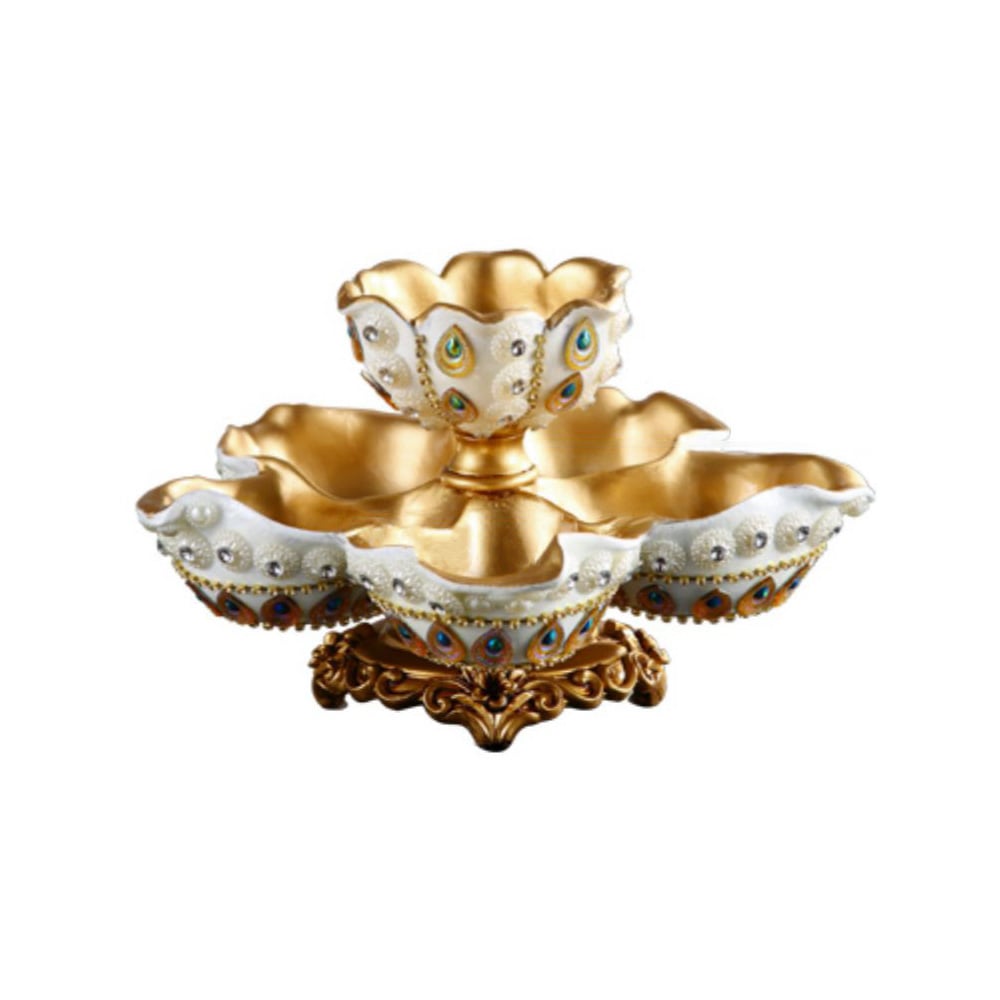 HMR - 2 Tired Dried Fruit Snack Basket Resin Decorative Serving Storage Tray Bowl