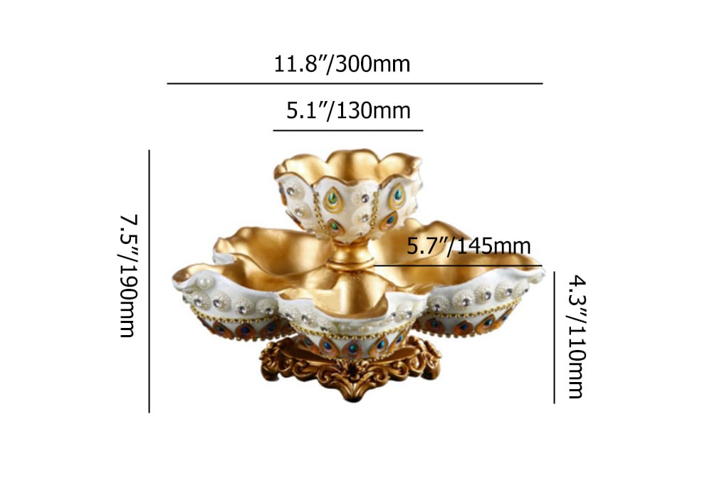 HMR - 2 Tired Dried Fruit Snack Basket Resin Decorative Serving Storage Tray Bowl