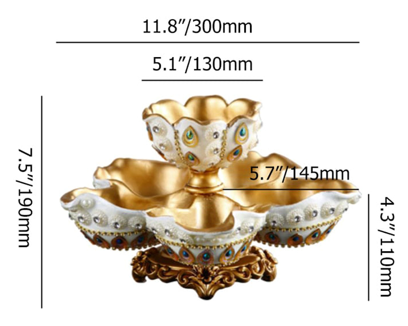 HMR - 2 Tired Dried Fruit Snack Basket Resin Decorative Serving Storage Tray Bowl