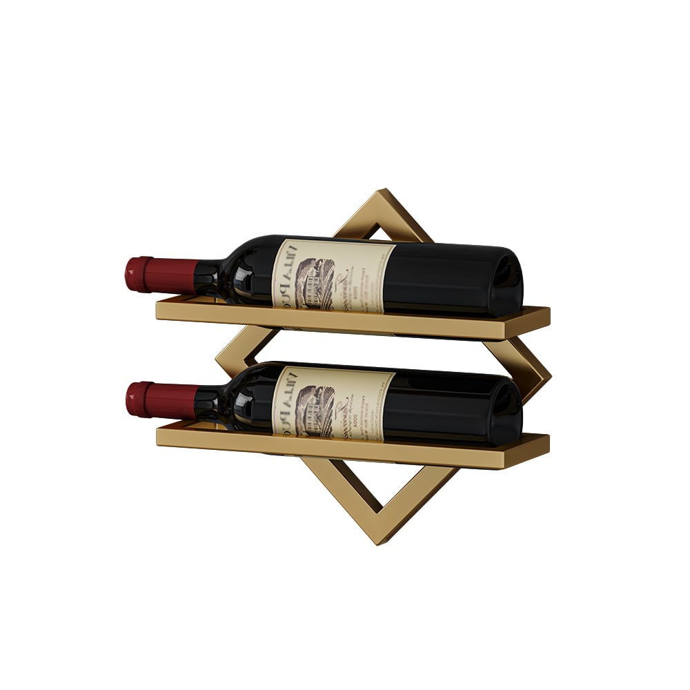 HMR - Gold Wall Mounted Wine Bottle Rack 6-Piece 12 Bottle Metal Hanging Wine Rack