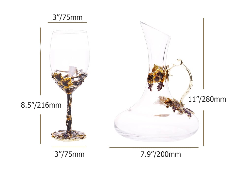 HMR - 5-Piece Red Wine Glass Set Exquisite Vintage Decanter