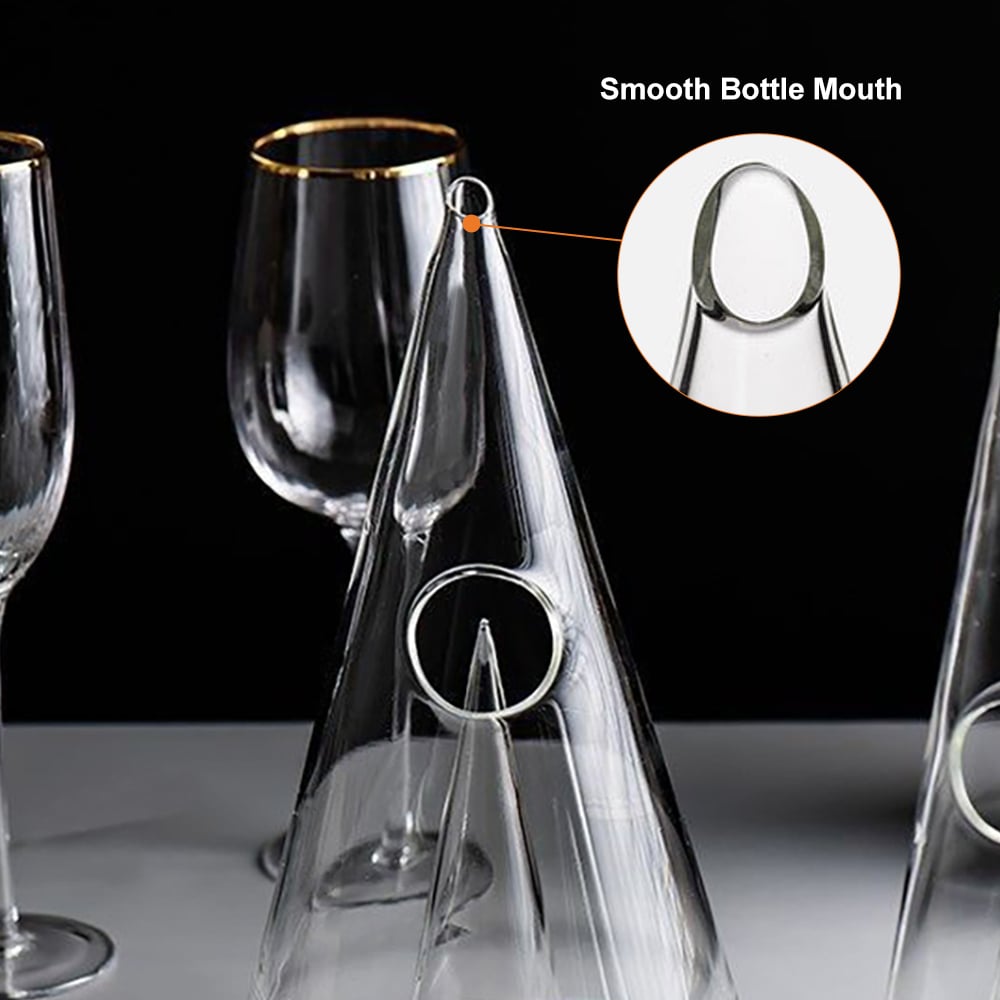 HMR - Unique Pyramid Glass Wine Decanter Hand Blown Red Wine Carafe with Wide Base