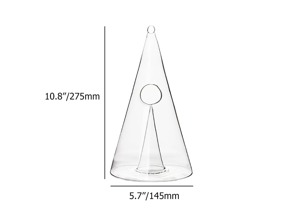 HMR - Unique Pyramid Glass Wine Decanter Hand Blown Red Wine Carafe with Wide Base