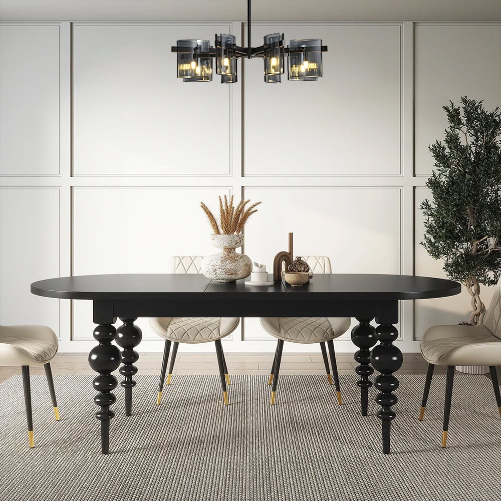 HMR - 8-Light Chandelier Black Glass Mid Century Ceiling Light