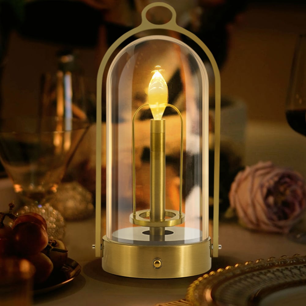 HMR - 2500mAh Bronze Gold Portable LED Cordless Table Lamp Dimmable Rechargeable Night Light