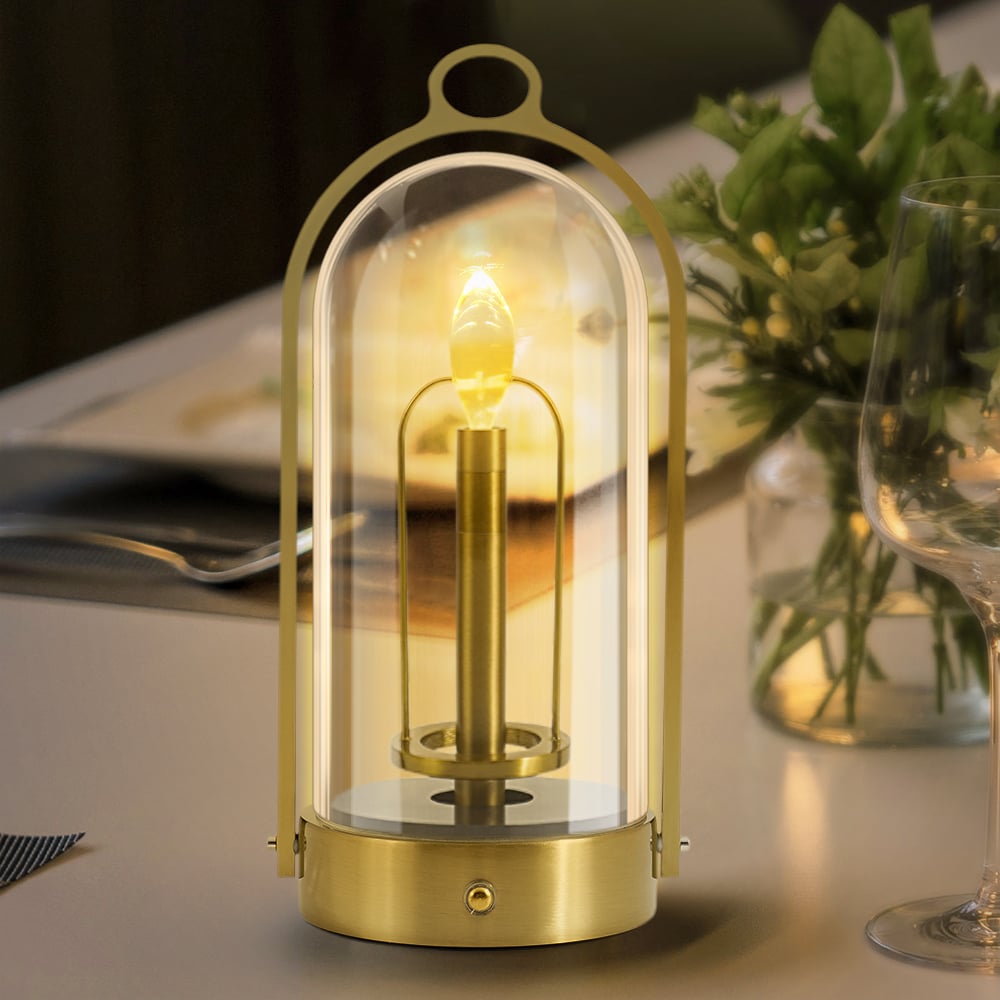 HMR - 2500mAh Bronze Gold Portable LED Cordless Table Lamp Dimmable Rechargeable Night Light