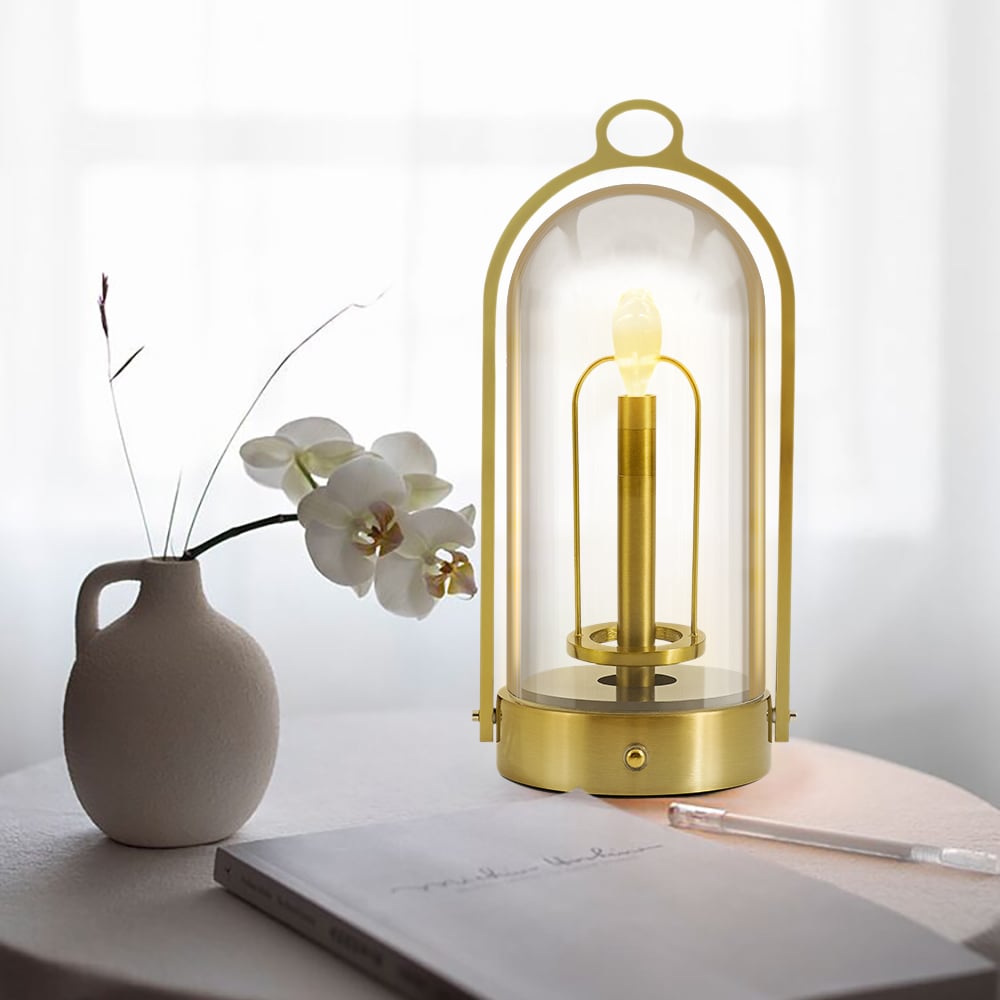 HMR - 2500mAh Bronze Gold Portable LED Cordless Table Lamp Dimmable Rechargeable Night Light