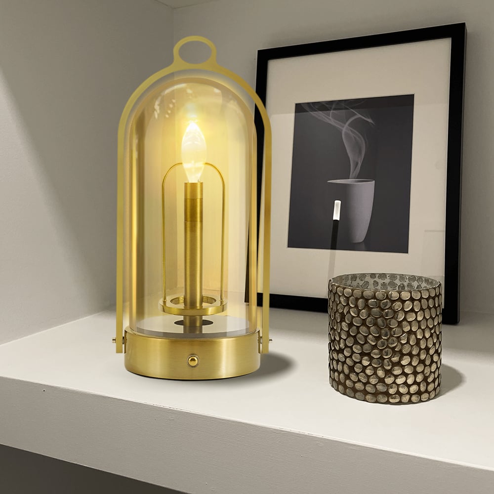 HMR - 2500mAh Bronze Gold Portable LED Cordless Table Lamp Dimmable Rechargeable Night Light