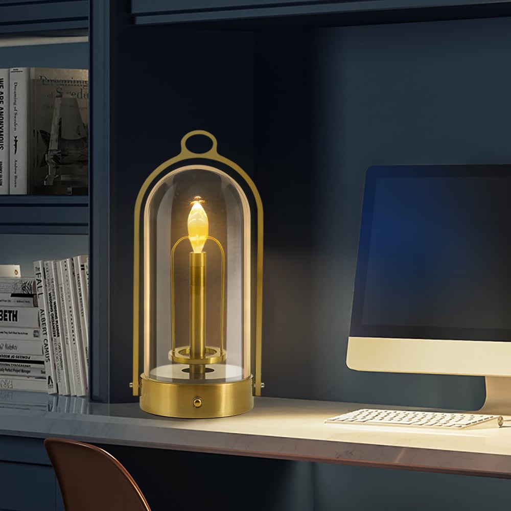HMR - 2500mAh Bronze Gold Portable LED Cordless Table Lamp Dimmable Rechargeable Night Light