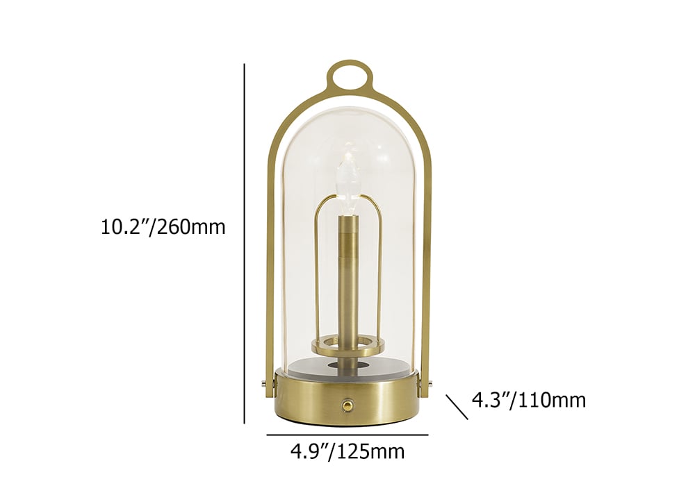HMR - 2500mAh Bronze Gold Portable LED Cordless Table Lamp Dimmable Rechargeable Night Light