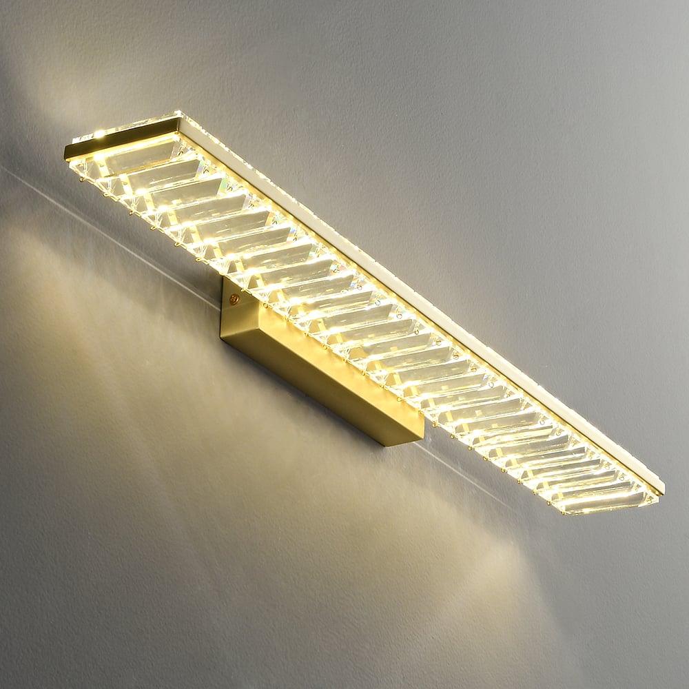 HMR - Glam Gold Metal & Crystal LED Wall Light Bathroom Vanity Lighting 3 Color Mirror Lamp