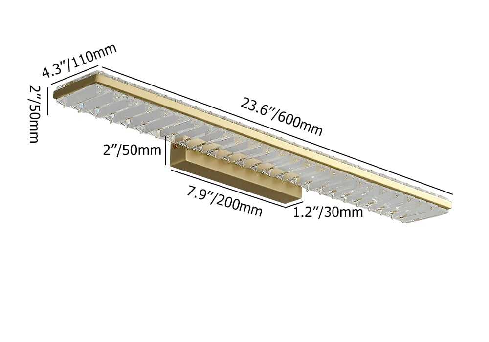 HMR - Glam Gold Metal & Crystal LED Wall Light Bathroom Vanity Lighting 3 Color Mirror Lamp