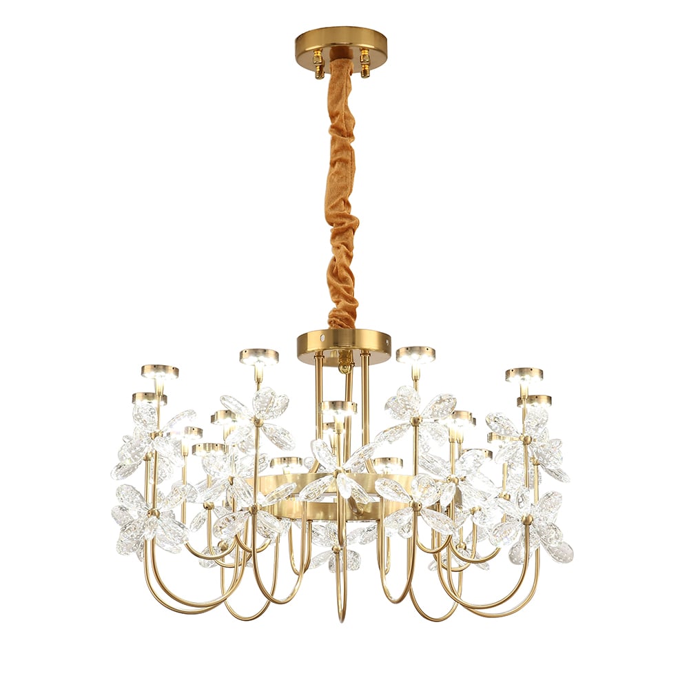 HMR - Art Deco 18-Light Gold Metal Frame Chandelier Led Pendant Lights for Living Room