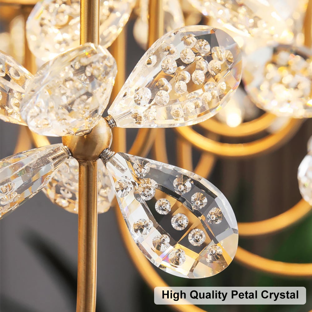 HMR - Art Deco 18-Light Gold Metal Frame Chandelier Led Pendant Lights for Living Room