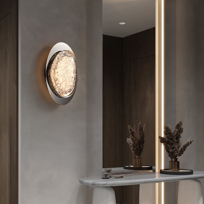 HMR - Black Crystal Wall Sconce LED Modern Wall Lighting with Acrylic Novelty Shade Home Deco