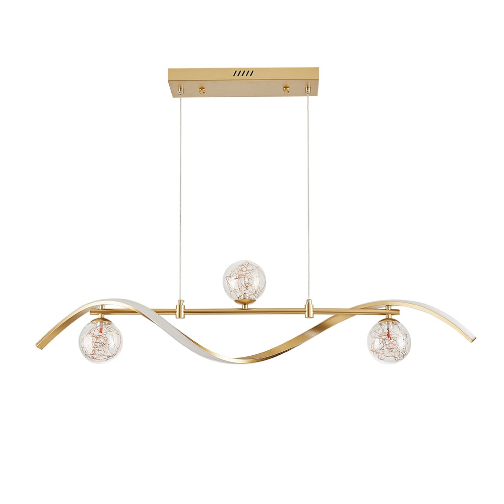 HMR - 4-Light LED Linear Kitchen Island Lighting in Gold with Glass Globe Shade Dimmable