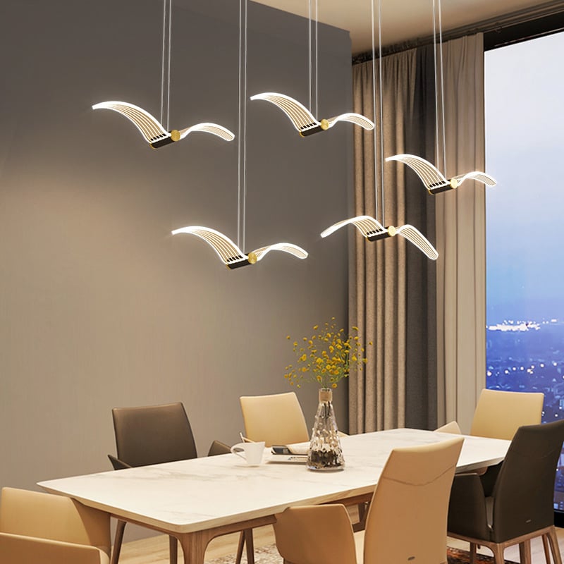HMR - 5-Lights Seagull Acrylic Modern Pendant Kitchen Island Lighting for Dining Room
