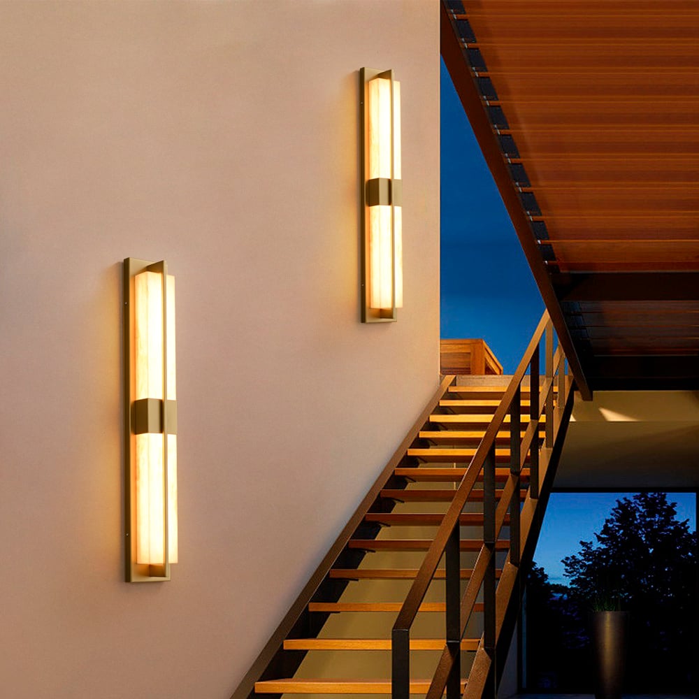 HMR - 31" Gold LED Outdoor Wall Lighting Modern Waterproof IP65 Outside Wall Sconce for House