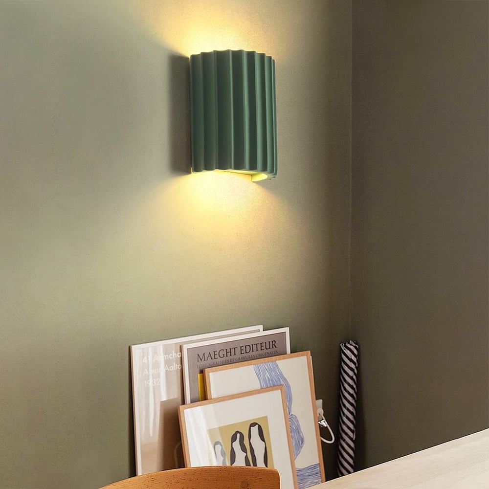 HMR - Modern Green Half-Cricle Resin Wall Sconce with 2-Light Living Room Bed Room Kitchen