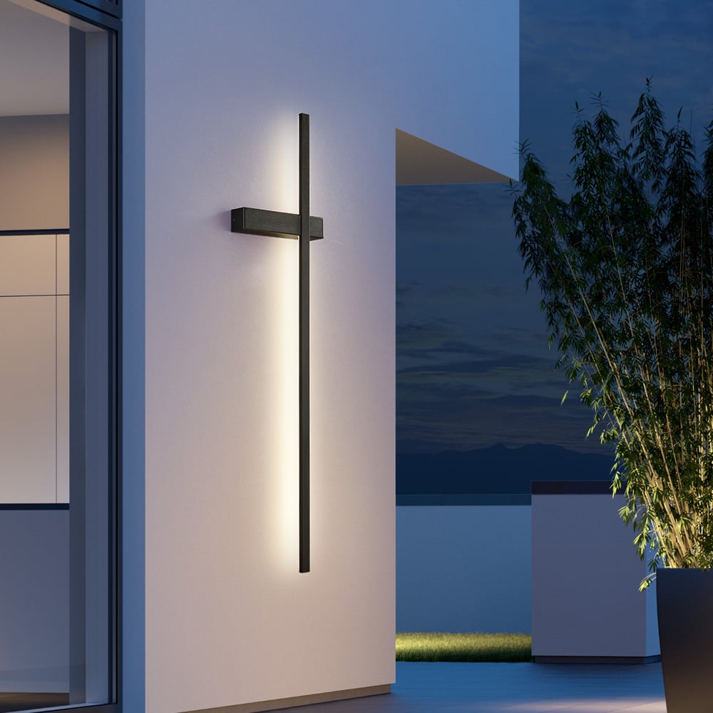 HMR - 35" LED Long Strip Outdoor Wall Lighting Waterproof IP65 Outside Wall Sconce in Black
