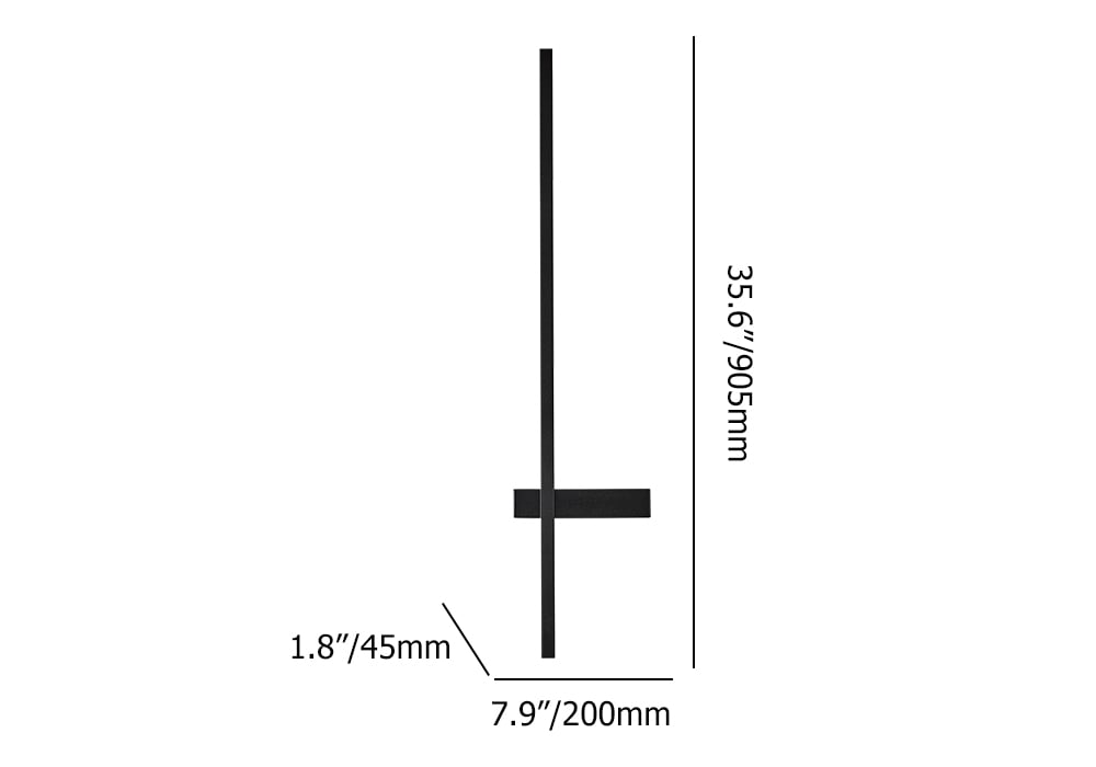 HMR - 35" LED Long Strip Outdoor Wall Lighting Waterproof IP65 Outside Wall Sconce in Black