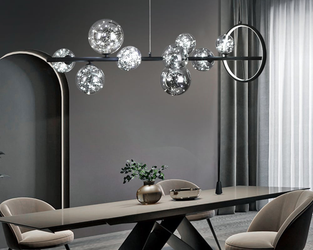 HMR - Modern Kitchen Island Light with Glass Globe Shade Ceiling Pendant Lights