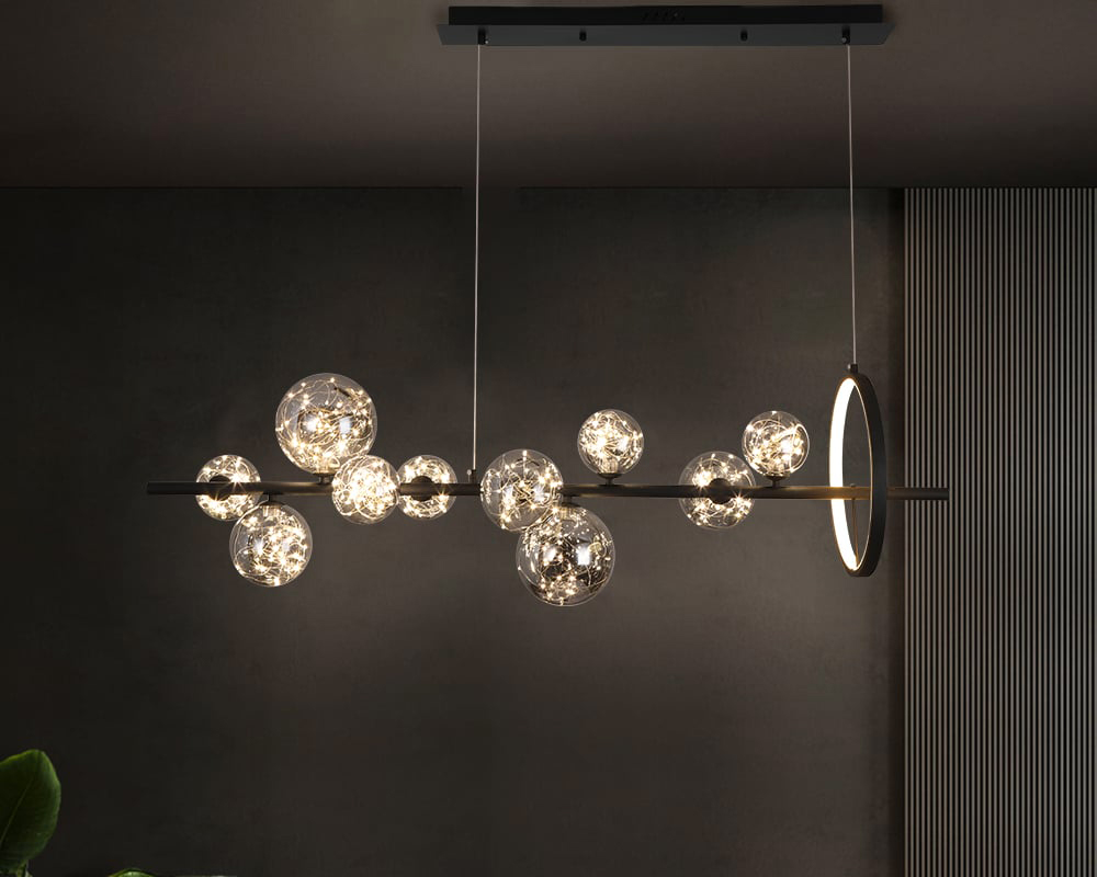 HMR - Modern Kitchen Island Light with Glass Globe Shade Ceiling Pendant Lights