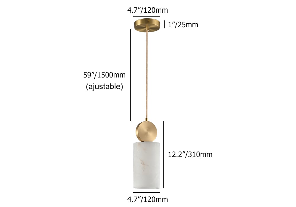 HMR - Gold Pendant Light with Alabaster Marble Shade for Living Room