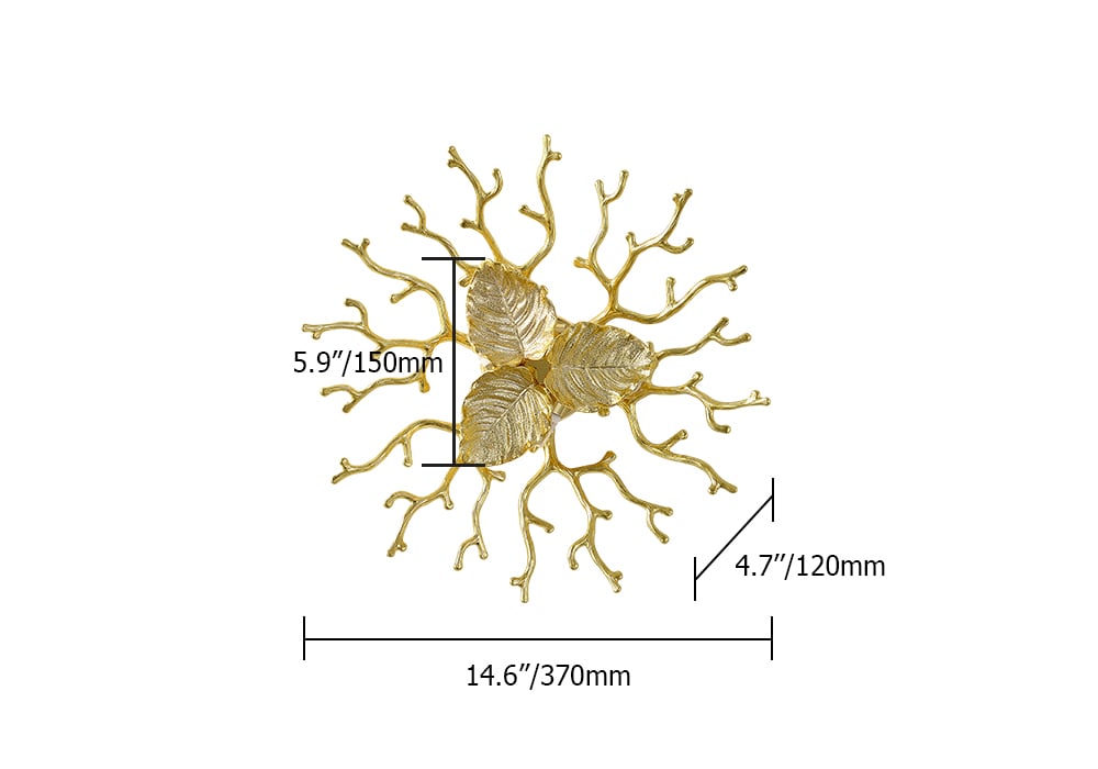 HMR - Art Deco Aluminum Wall Sconce Floral Shape Golden Wall Light for Bedroom