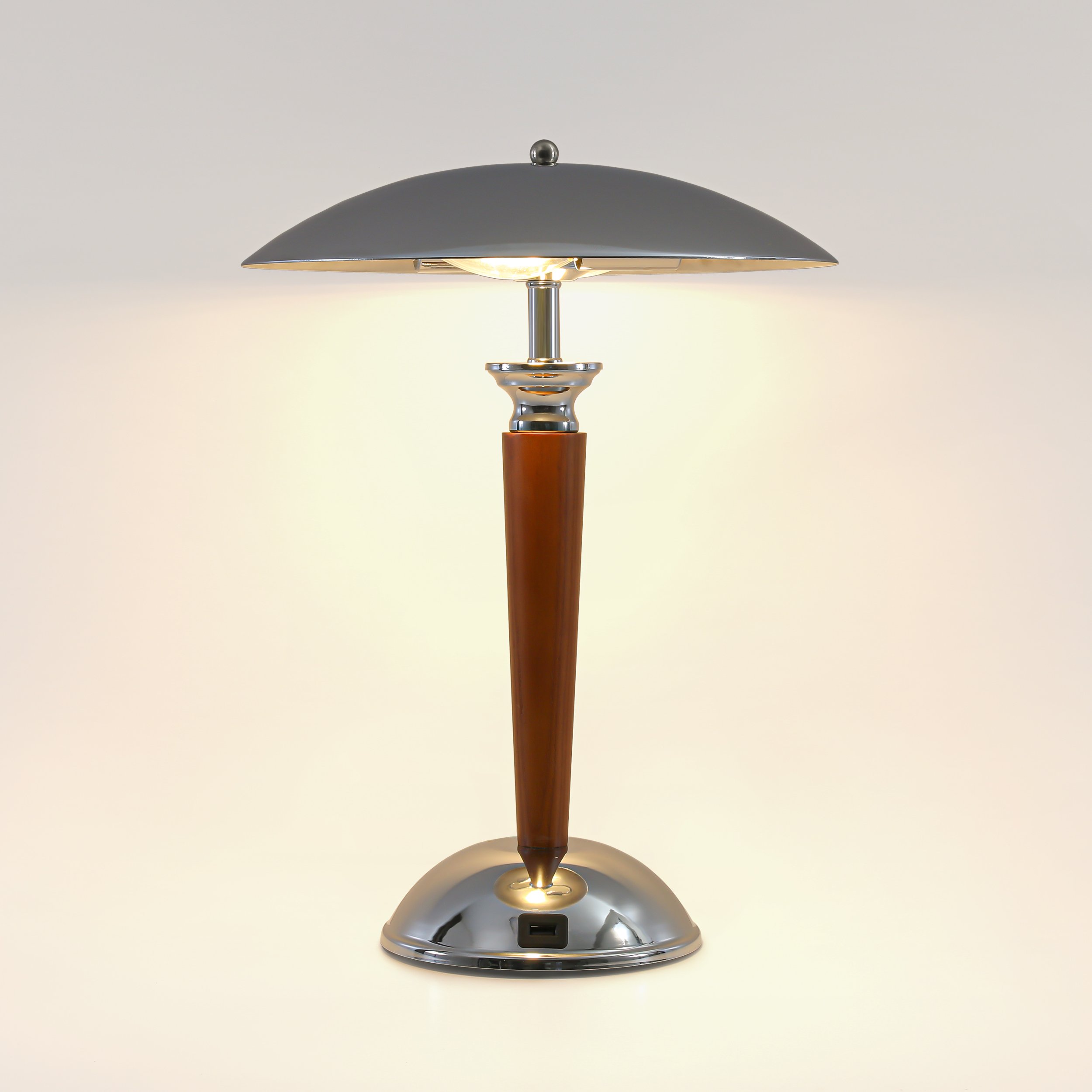 HMR - Mid Century Vintage Metal & Wood Table Lamp