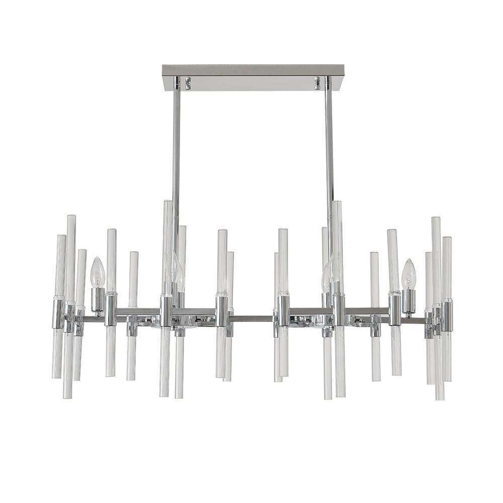 HMR - 6-Light Chrome Modern Glass Pendant Kitchen Island Lighting for Dining Room