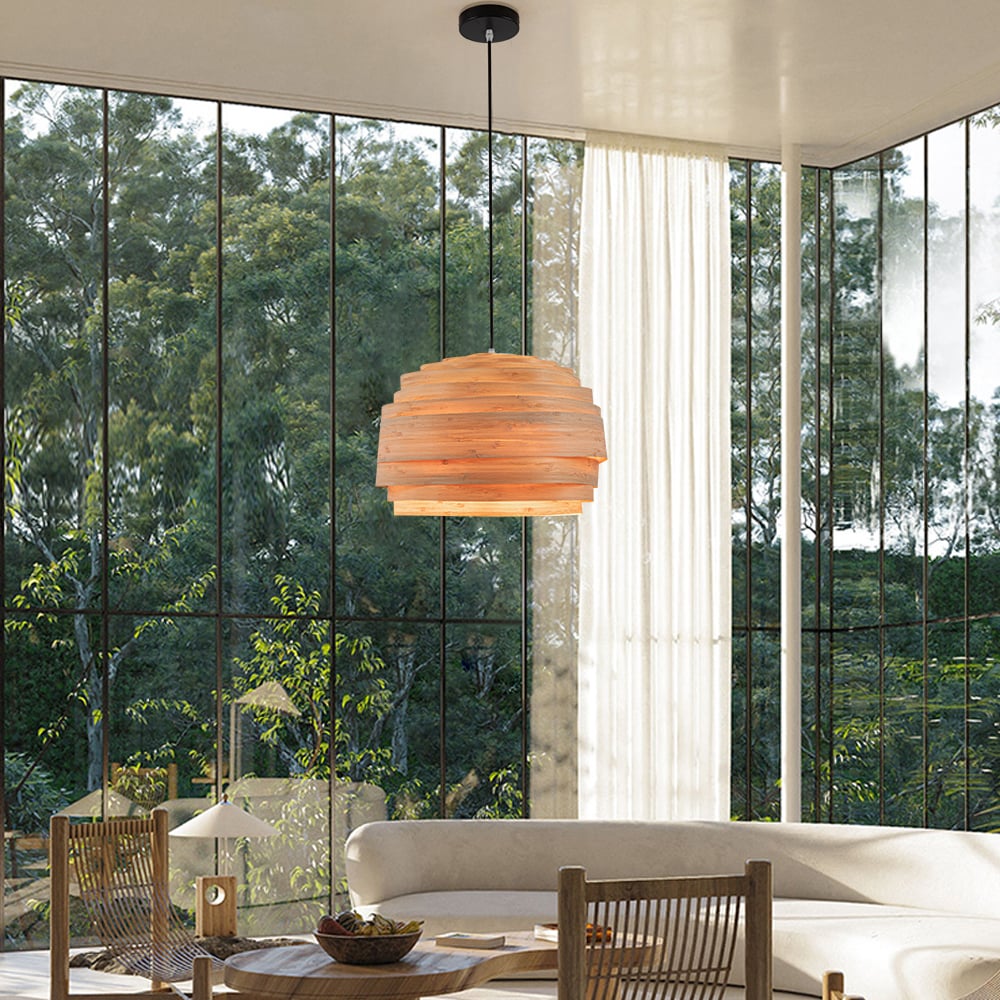 HMR - Mid-Century Modern Wood Pendant Chandelier Light for Living Room Home Deco