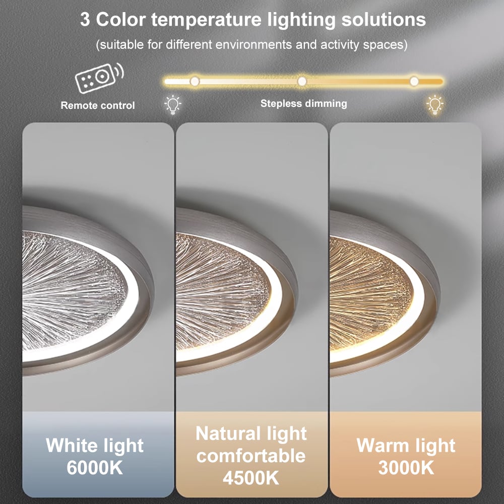 HMR - Creative Silver LED Flush Ceiling Light with Brilliant Firework Dimmable&Remote Control