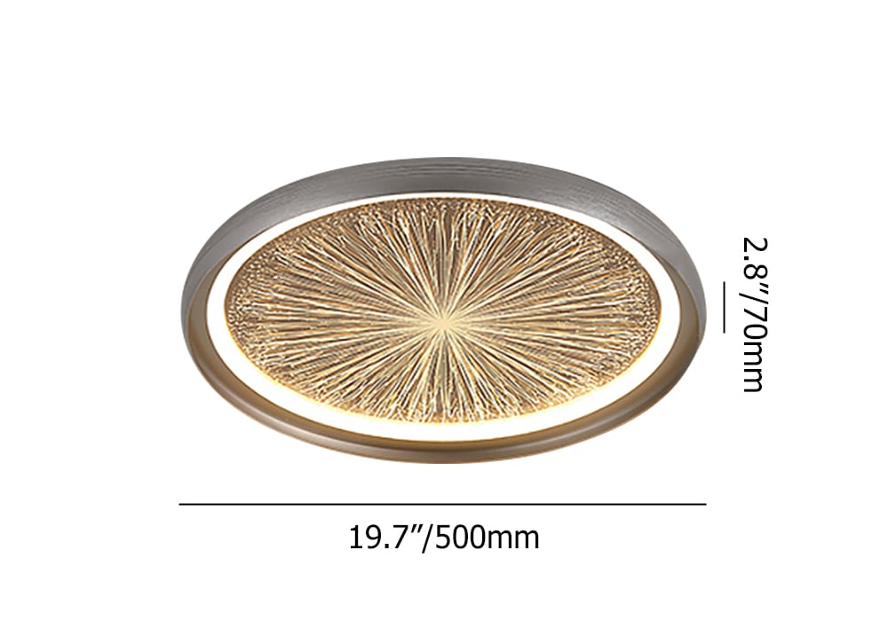 HMR - Creative Silver LED Flush Ceiling Light with Brilliant Firework Dimmable&Remote Control