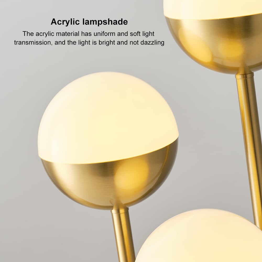 HMR - 3-Light Globe LED Table Lamp Modern Desk Lamp in Gold with White Shade Marble Base