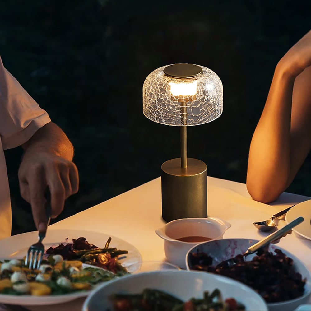 HMR - 2500mAh Bronze Gold Glass Desk Lamp Wireless USB Rechargeable Touch 3 colors Table Light