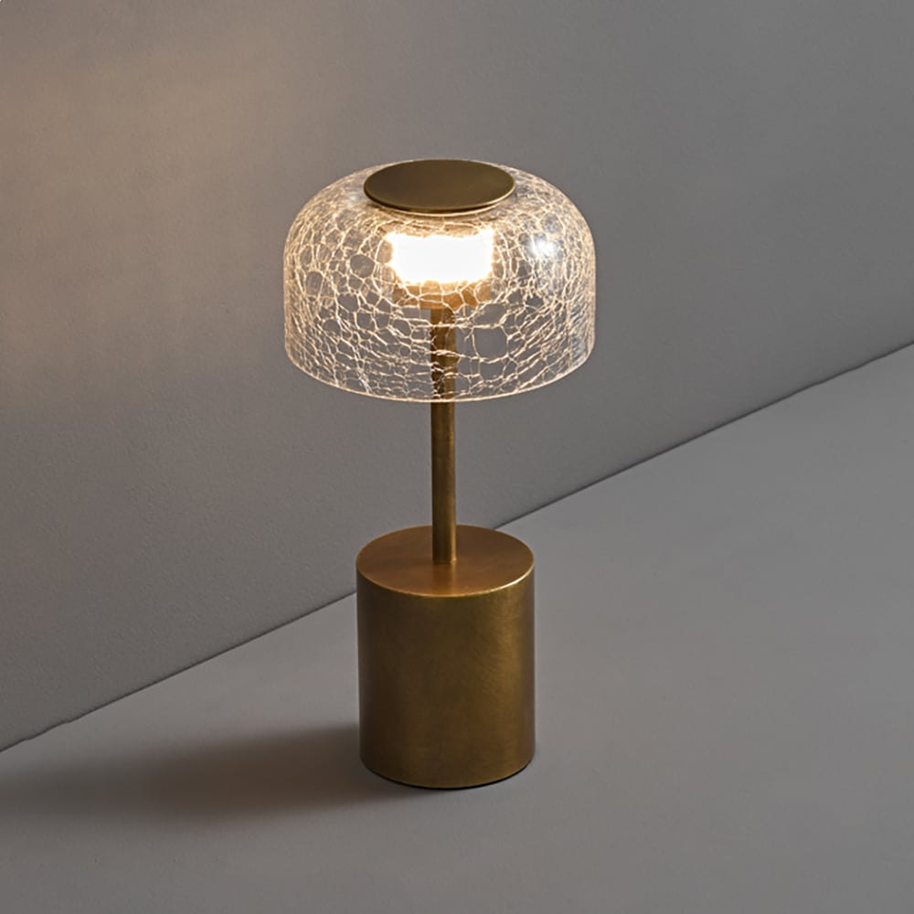 HMR - 2500mAh Bronze Gold Glass Desk Lamp Wireless USB Rechargeable Touch 3 colors Table Light
