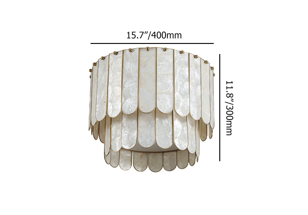 HMR - Enseo Coastal 3-Light Capiz Shell Flush Mount Round Ceiling Light in Gold Living Room