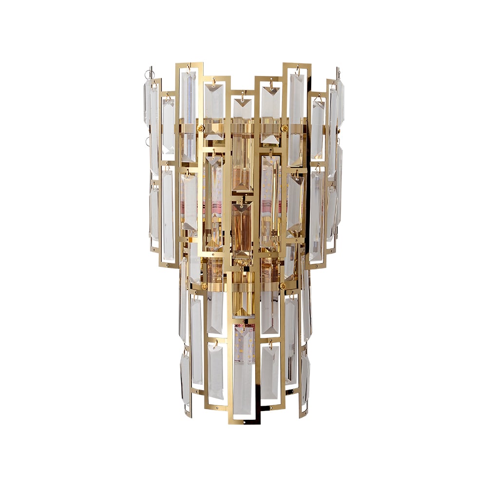 HMR - Glam 3-Light Crystal Wall Sconce Golden LED Wall Light for Bedroom Deco
