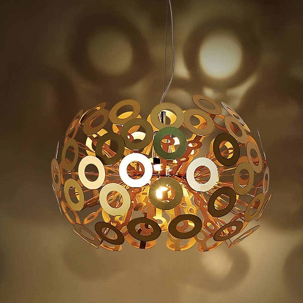 HMR - 17.72" Modern Art Deco 1-Light Round Pendant Light in Gold